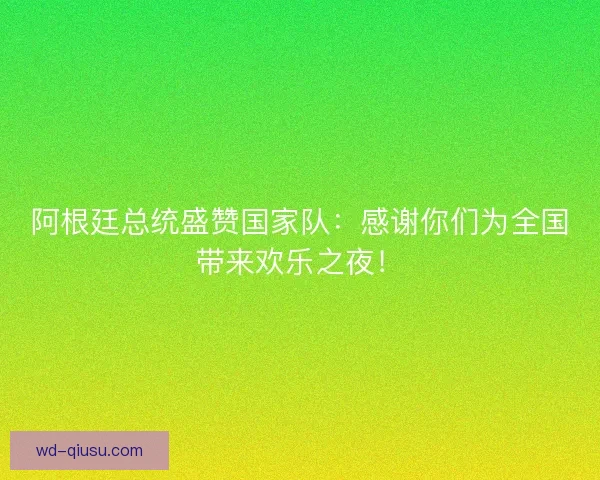 阿根廷总统盛赞国家队：感谢你们为全国带来欢乐之夜！