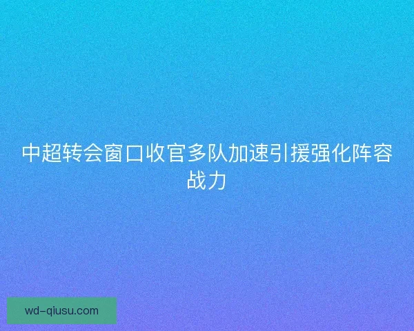 中超转会窗口收官多队加速引援强化阵容战力